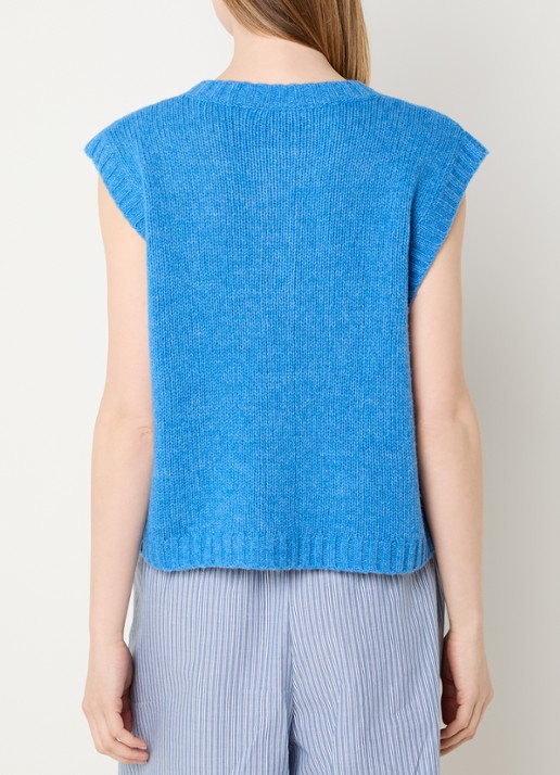 Stella Nova Grofgebreid gilet met logo - achterkant 3 blauw