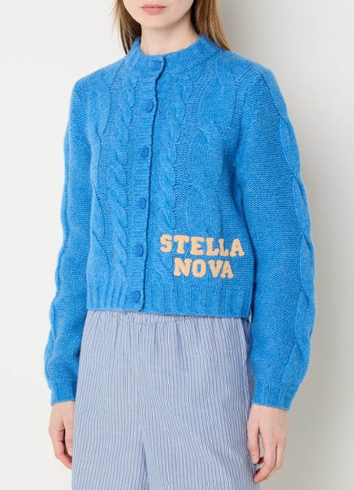 Stella Nova Grofgebreide vest in wolblend met logo
