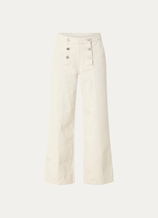 Stella Nova High waist wide leg jeans met gekleurde wassing - voorkant 2 gebroken wit