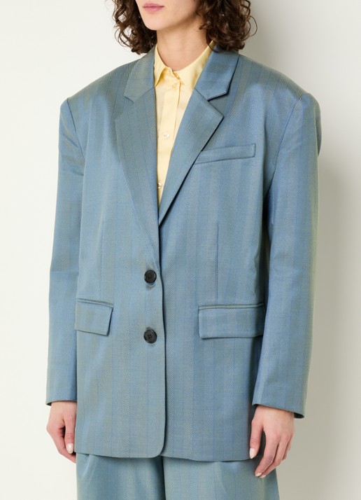 Stella Nova Oversized blazer met visgraat dessin en klepzakken