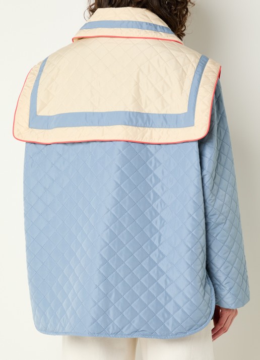 Stella Nova Oversized gewatteerd jack met quilt patroon - achterkant 2 donkerblauw