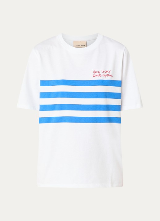 Stella Nova T-shirt met streepprint - voorkant wit