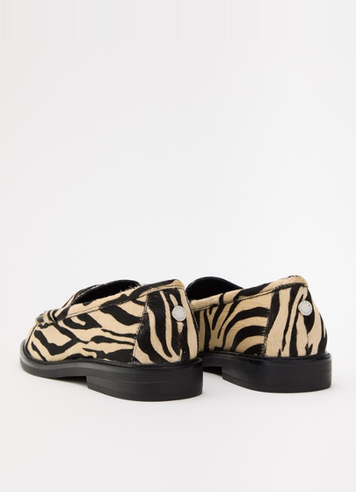 Steve Madden Adison-A loafer van leer met zebraprint - achterkant 5 creme