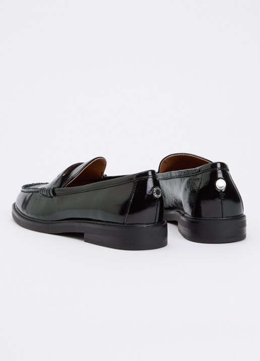 Steve Madden Adison loafer van suède met panterprint - achterkant zwart