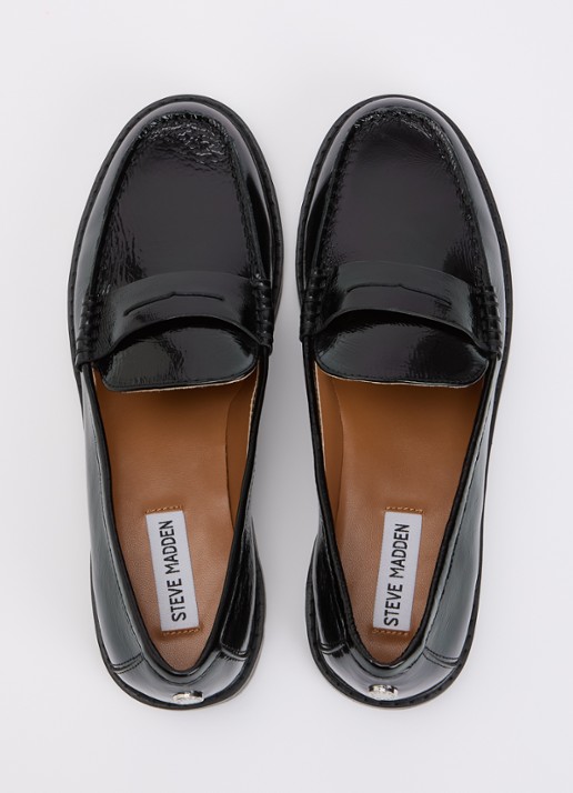 Steve Madden Adison loafer van suède met panterprint - detail 4 zwart