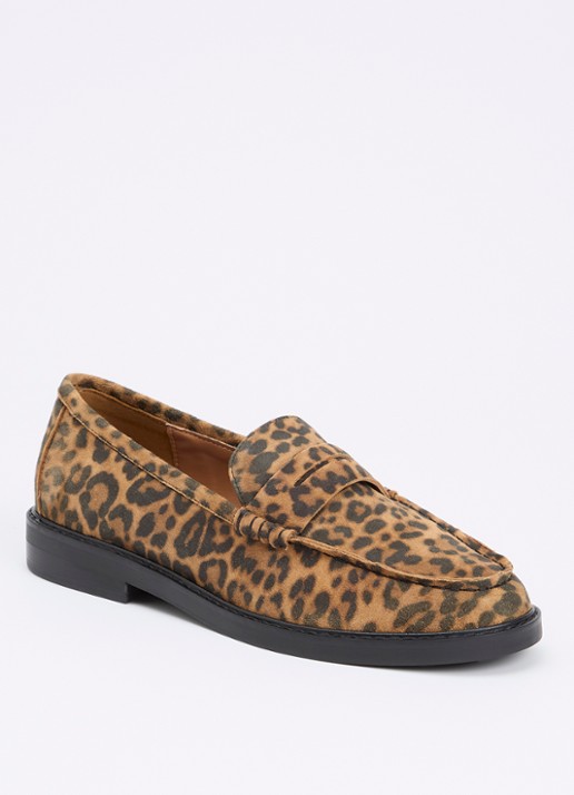 Steve Madden Adison loafer van suède met panterprint