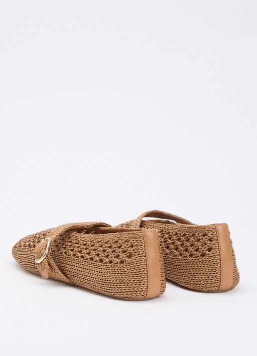 Steve Madden Alara ballerina met gebreid bovenwerk - achterkant camel