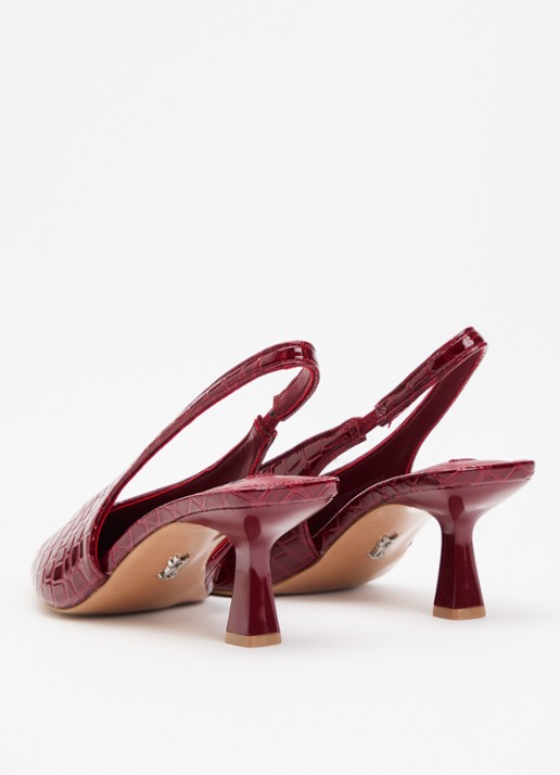 Steve Madden Alari slingback met crocostructuur  - achterkant 5 bordeauxrood