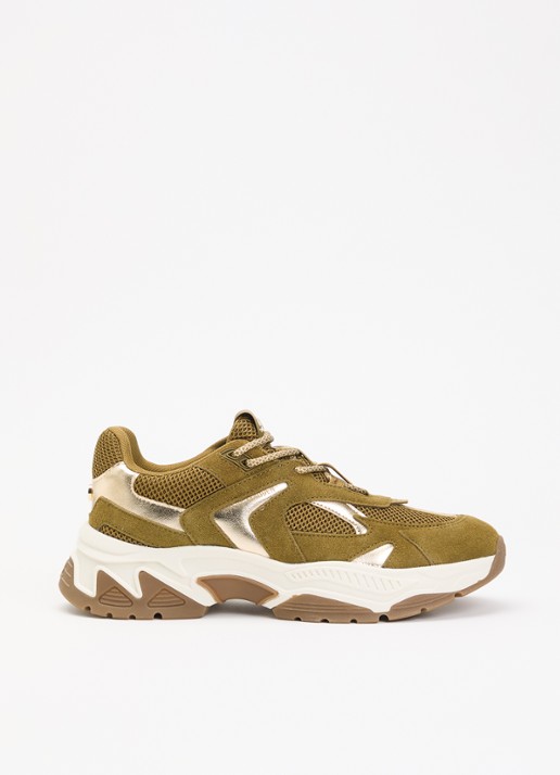 Steve Madden Ample sneaker met suède details - voorkant 5 khaki