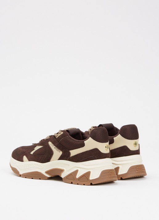 Steve Madden Ample sneaker met suède details - achterkant 6 donkerbruin