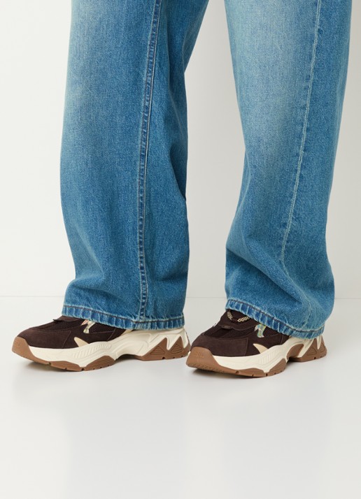 Steve Madden Ample sneaker met suède details - voorkant 2 donkerbruin