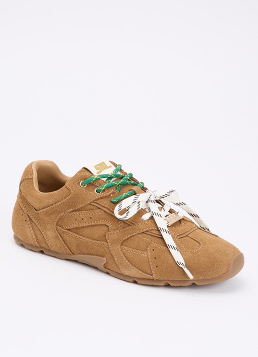 Steve Madden Asiel sneaker van suède - voorkant camel