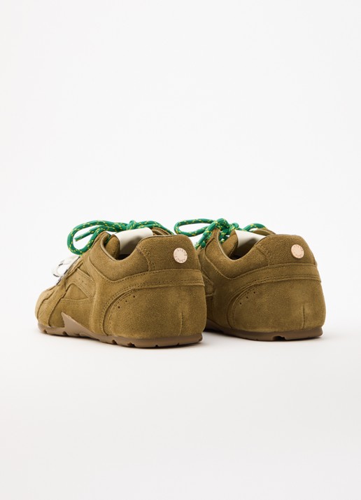 Steve Madden Asiel sneaker van suède - achterkant khaki