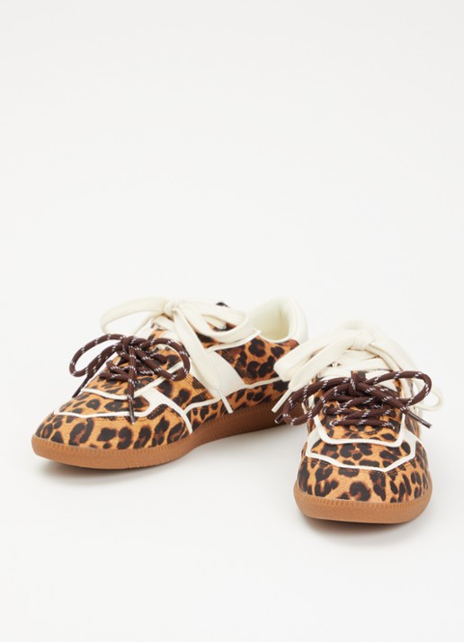 Steve Madden Augustine sneaker met panterprint - detail 2 camel