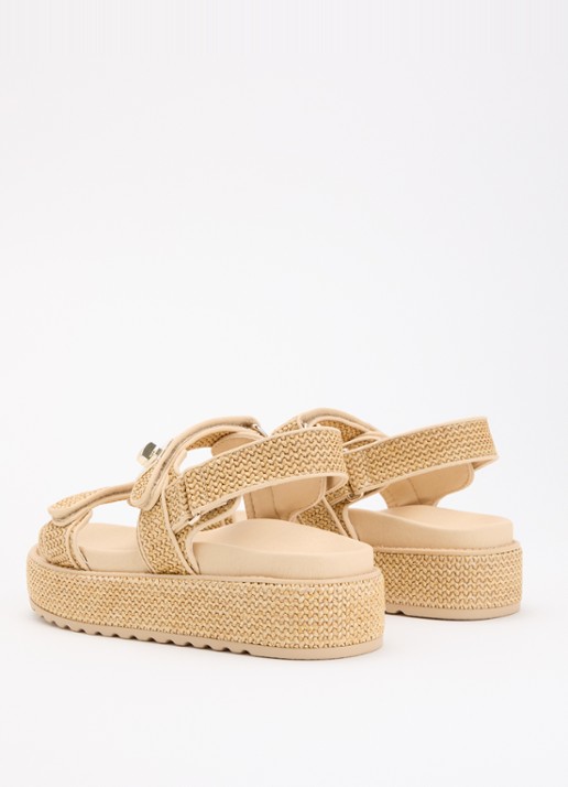 Steve Madden Bigmona sandaal van raffia - achterkant 3 beige