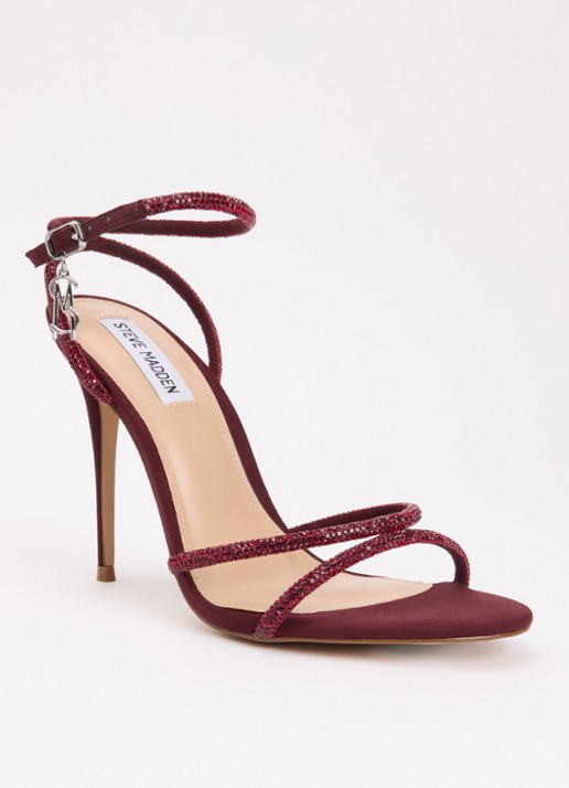 Steve Madden Bryanna sandalette met strass - voorkant 4 bordeauxrood