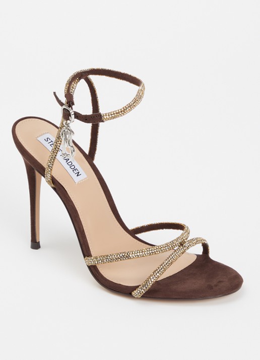 Steve Madden Bryanna sandalette met strass - voorkant 6 bruin