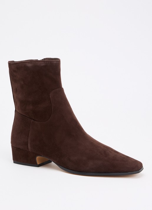 Steve Madden Dusty enkellaarsje van suède - voorkant 4 donkerbruin