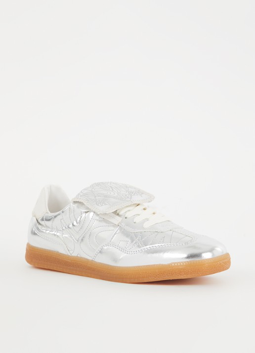 Steve Madden Euphoria sneaker met metallic finish - voorkant 2 zilver