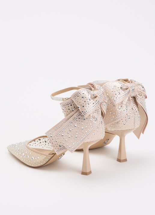 Steve Madden Fiorela-mr pump met strass en strikdetail - achterkant beige