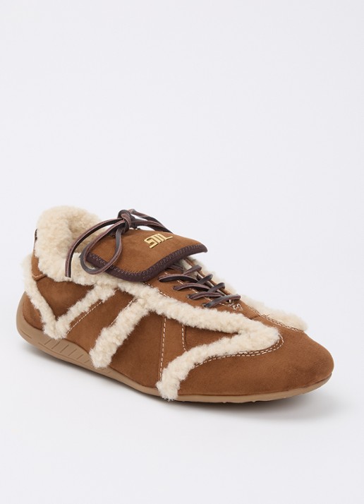 Steve Madden Freezone sneaker met details van imitatiebont - voorkant 4 bruin