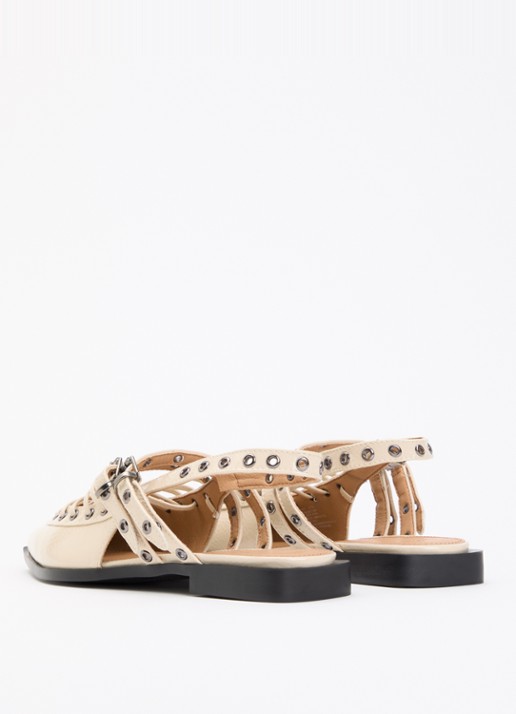 Steve Madden Galanti slingback van leer met lakfinish - achterkant beige