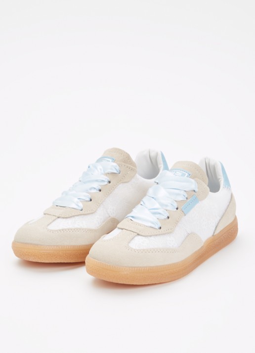 Steve Madden Jemporia sneaker met suède details - voorkant 2 beige
