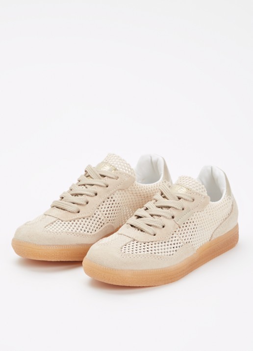 Steve Madden Jestella sneaker met suède details - voorkant 4 beige