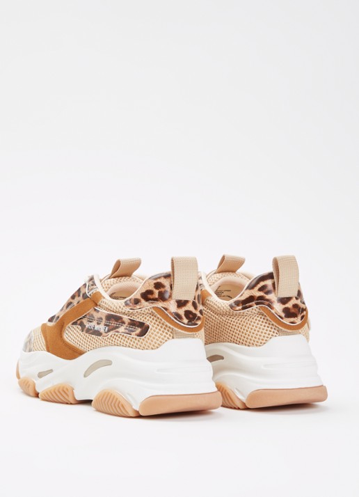 Steve Madden Jpossession sneaker met panterprint - achterkant 4 camel