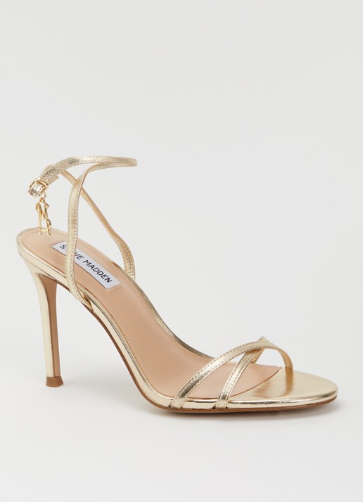 Steve Madden Jypsey-cn sandalette van leer met metallic finish - voorkant 4 goud