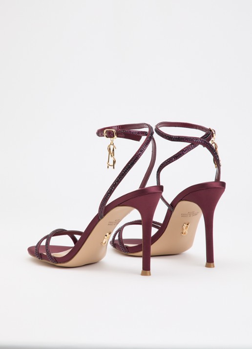 Steve Madden Jypsey sandalette met strass - achterkant bordeauxrood