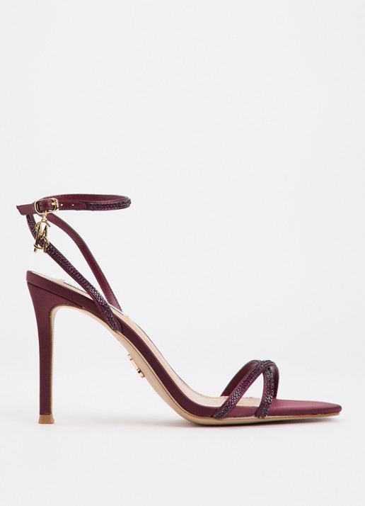 Steve Madden Jypsey sandalette met strass - voorkant 2 bordeauxrood