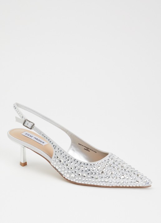 Steve Madden Korra-R slingback met strass - voorkant zilver