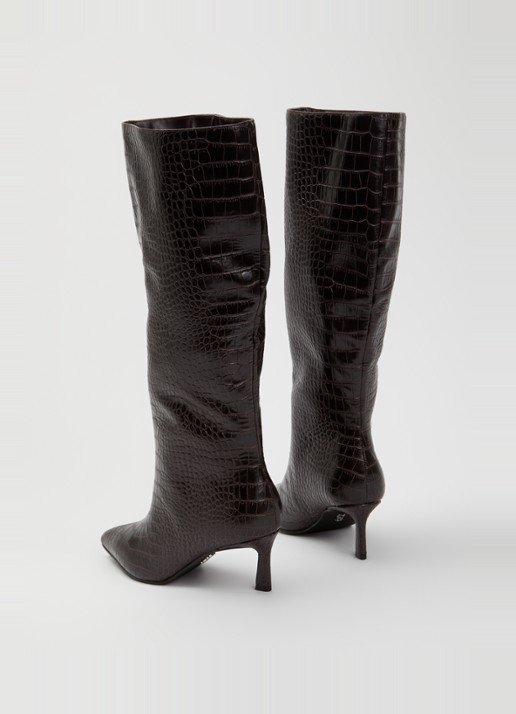 Steve Madden Lavan laars van leer met crocostructuur - achterkant 3 aubergine