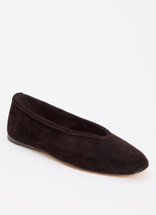 Steve Madden Leni ballerina van suède  - voorkant donkerbruin