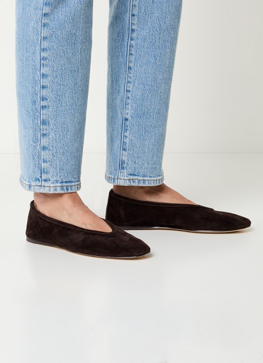 Steve Madden Leni ballerina van suède  - voorkant 2 donkerbruin