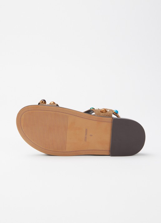 Steve Madden Linear sandaal van suède met studs - detail 3 lichtbruin