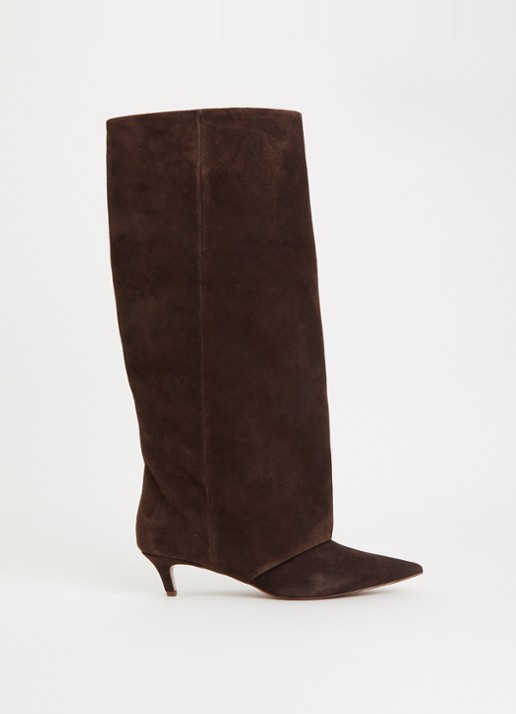 Steve Madden Luca laars van suède - voorkant chocoladebruin