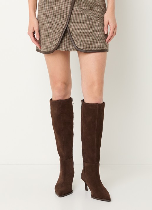Steve Madden Lucid laars van suède - voorkant 5 donkerbruin