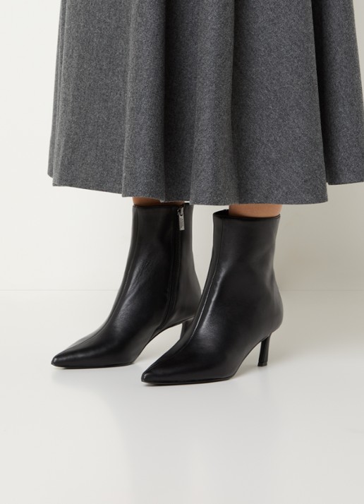 Steve Madden Lulah enkellaarsje van leer - voorkant 2 zwart