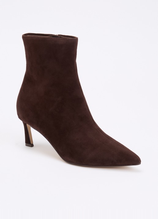 Steve Madden Lulah enkellaarsje van suède - voorkant donkerbruin