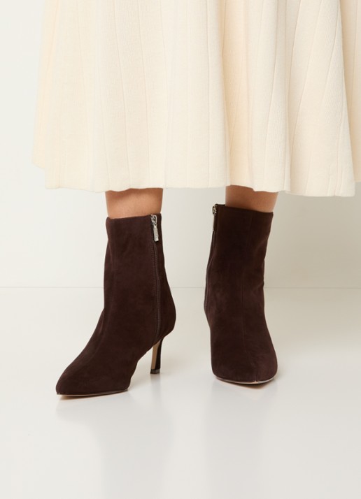 Steve Madden Lulah enkellaarsje van suède - voorkant 2 donkerbruin