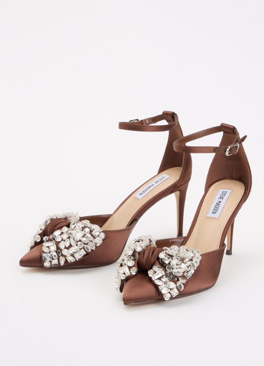 Steve Madden Lumma sandalette met strass en strik detail - detail bruin