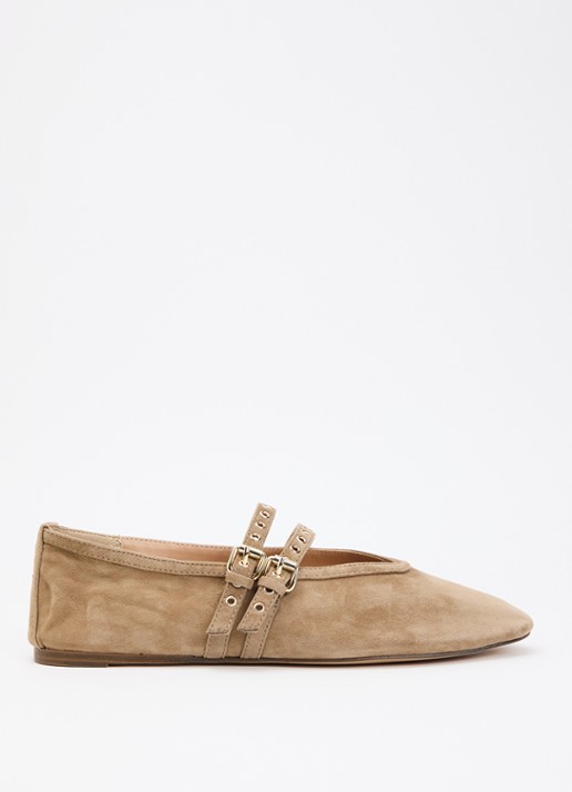 Steve Madden Lydia ballerina van suède - voorkant 5 beige