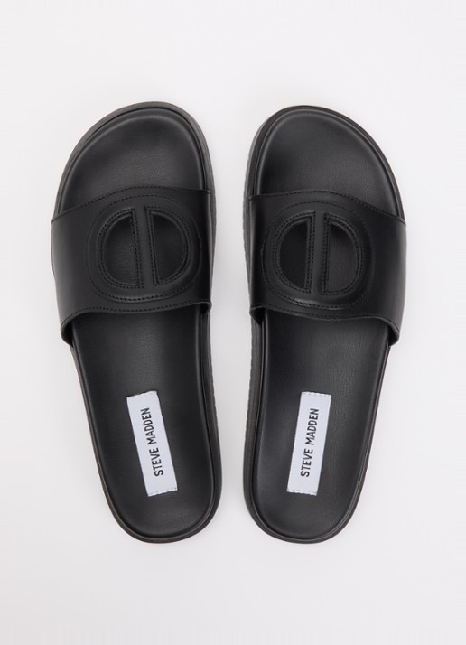 Steve Madden Mayke slipper van leer - detail 4 zwart