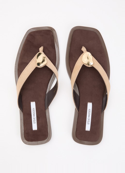Steve Madden Meira slipper van suède - detail 2 lichtbruin
