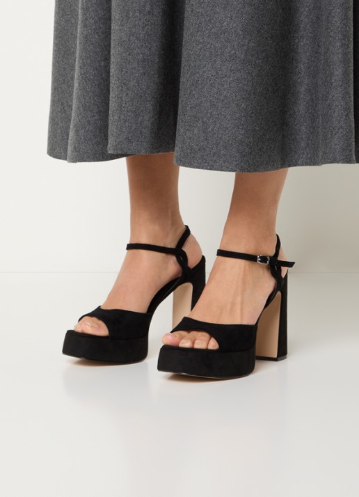 Steve Madden Miliana sandalette van suède  - voorkant 6 zwart