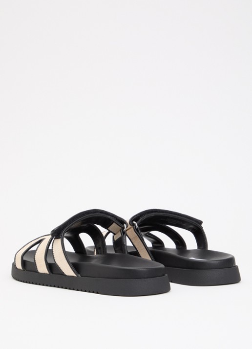 Steve Madden Missile-E slipper van raffia - achterkant 4 zwart
