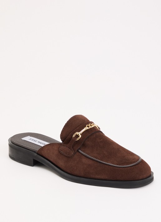 Steve Madden Nada muiltje van suède - voorkant donkerbruin
