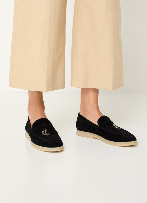Steve Madden Portland loafer van suède - voorkant 2 zwart